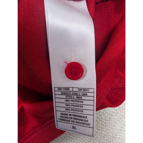 Adidas Men's Nebraska Cornhuskers Scarlet Red Coaches Polo Shirt Size Large Cool - Picture 5 of 6